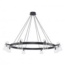  11678 BK - LuminaGlow 8 - Light Dimmable Wagon Wheel Dining Chandelier